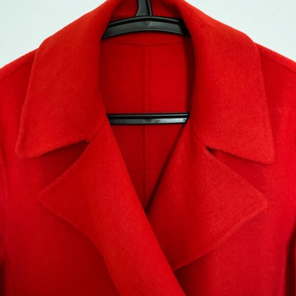 Zara Double Faced Wool Blend Double Breasted Coat, Red - Picture 3 of 9